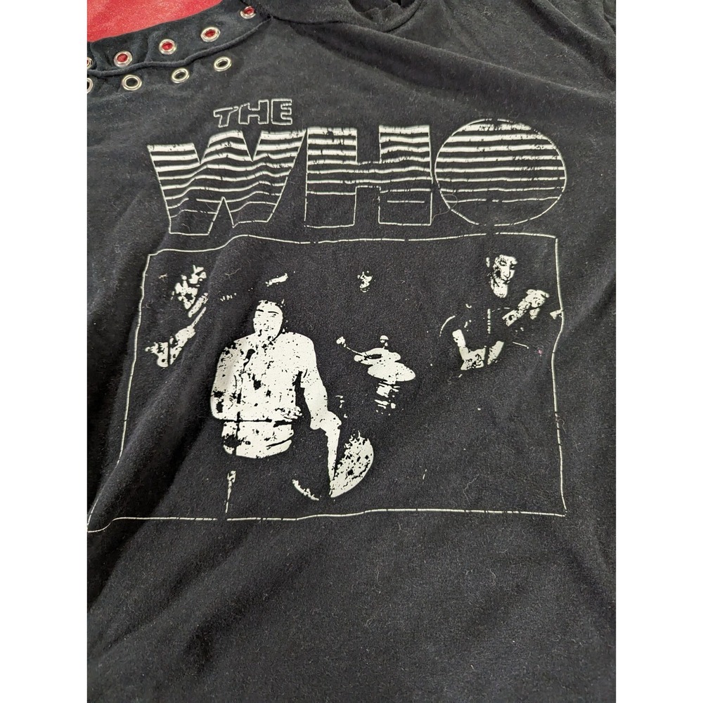 The WHO womens rock‎ n roll shirt top XL grommets tie side cut outs AWESOME